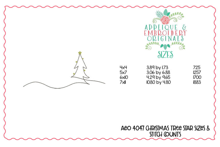 4047 Christmas Tree Star Embroidery Design - Image 2