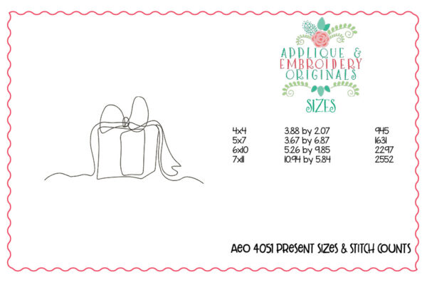4051 Present Embroidery Design - Image 2