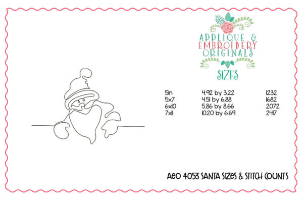 4053 Santa Embroidery Design - Image 2
