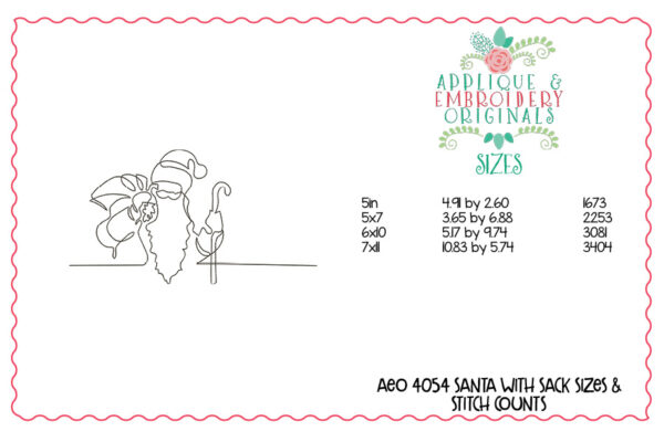 4054 Santa with Sack Embroidery Design - Image 2