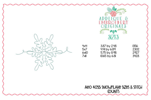 4055 Snowflake Embroidery Design - Image 2
