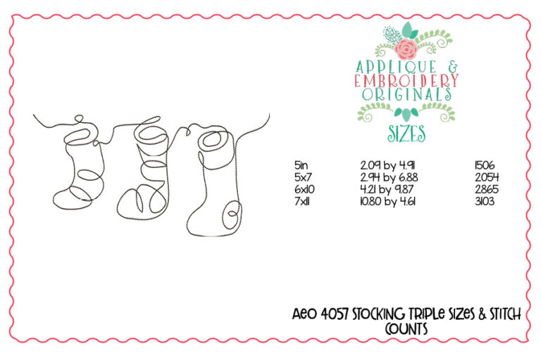 4057 Stocking Triple Embroidery Design - Image 2
