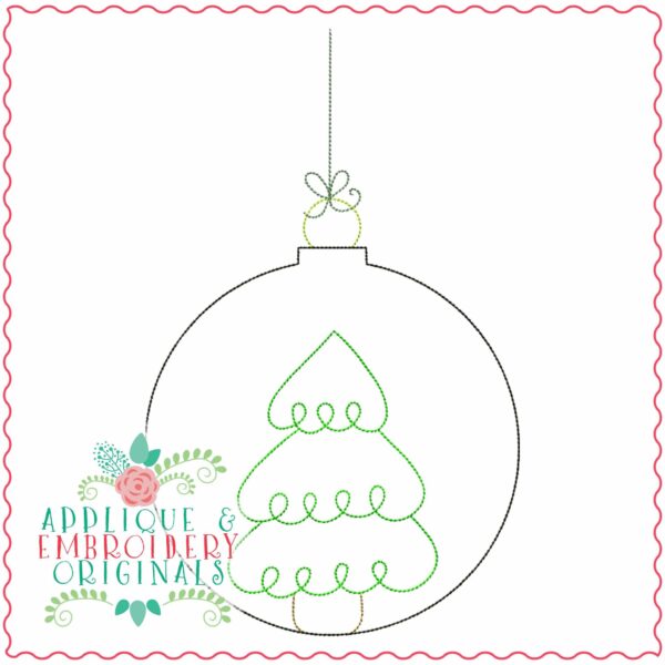 4058 Tree Ornament Line Art Embroidery Design