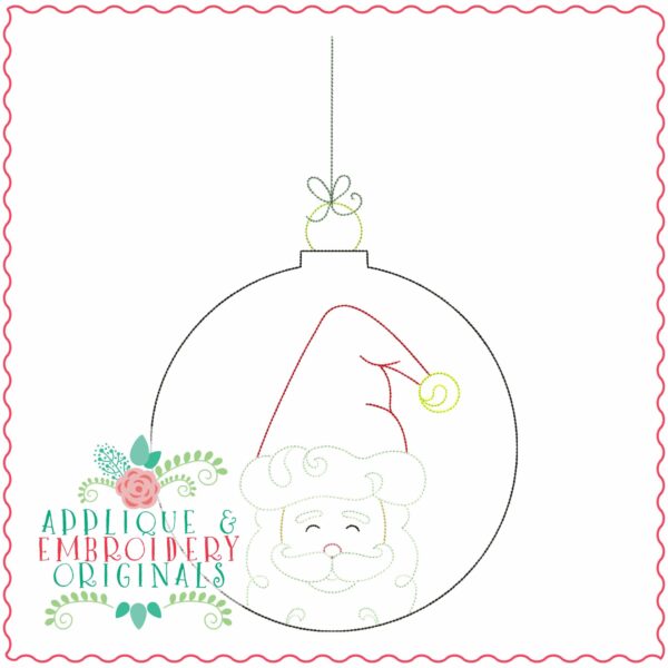 4059 Santa Ornament Line Art Embroidery Design - Image 2