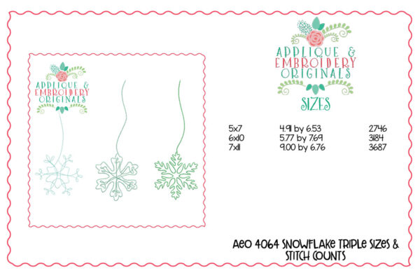 4064 Snowflake Triple Line Art Embroidery Design - Image 2