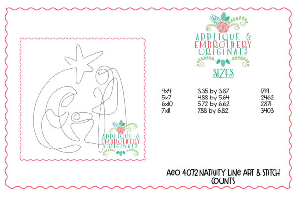4072 Nativity Line Art Embroidery Design - Image 4