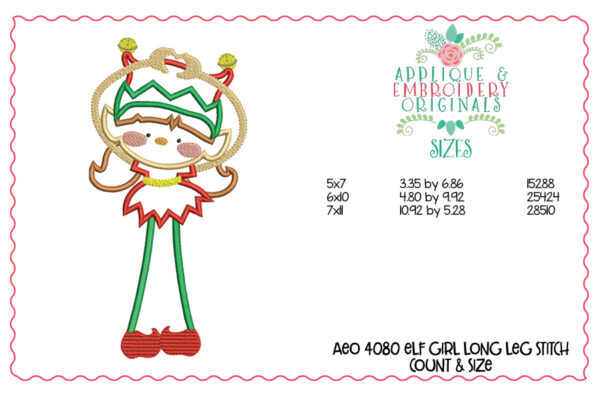 4080 Elf Girl Long Leg Applique Design - Image 5