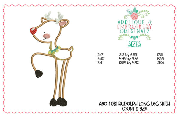 4081 Rudolph Long Leg Applique Design - Image 4