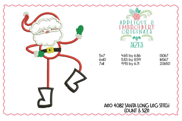 4082 Santa Long Leg Applique Design - Image 2
