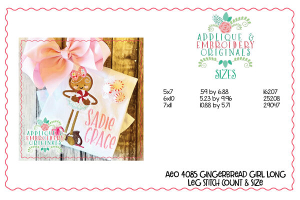 4085 Gingerbread Girl Long Leg Applique Design - Image 4
