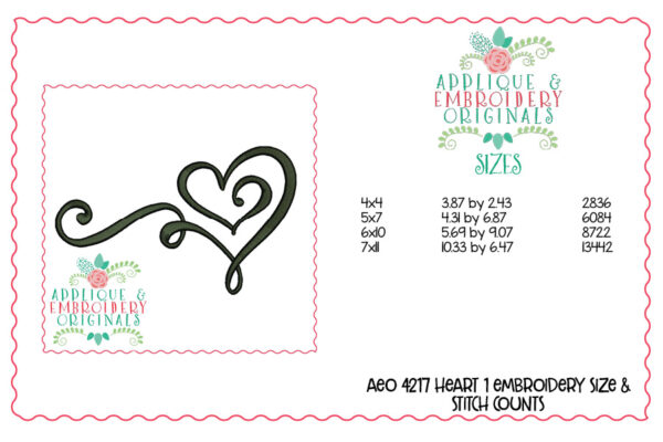 4217 Heart 1 Embroidery Design - Image 6