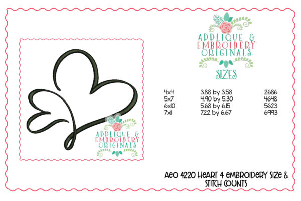 4220 Heart 4 Embroidery Design - Image 3