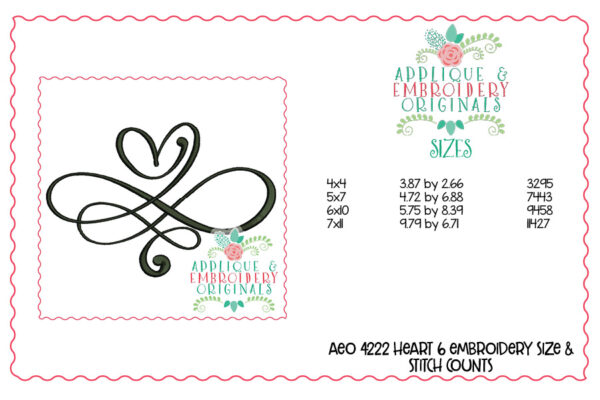4222 Heart 6 Embroidery Design - Image 5