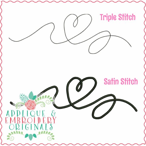 4226 Heart 2 Line Art Embroidery Design - Image 3
