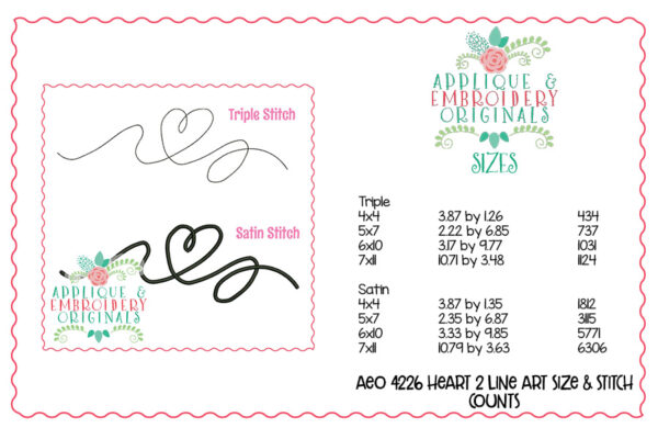 4226 Heart 2 Line Art Embroidery Design - Image 4