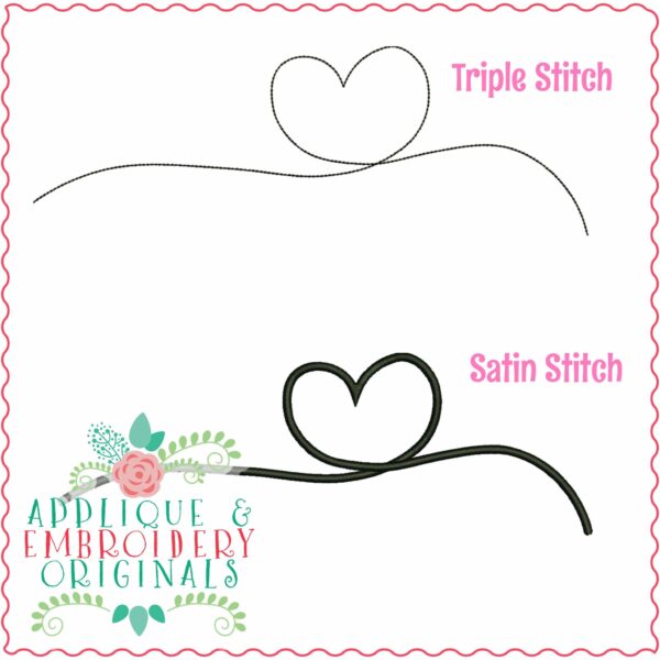 4228 Heart 4 Line Art Embroidery Design - Image 3
