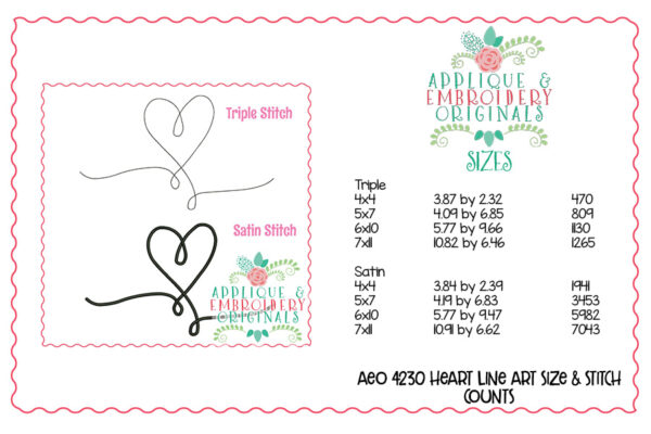 4230 Heart Line Art Embroidery Design - Image 4