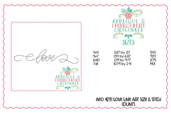 4231 Love Line Art Embroidery Design - Image 4